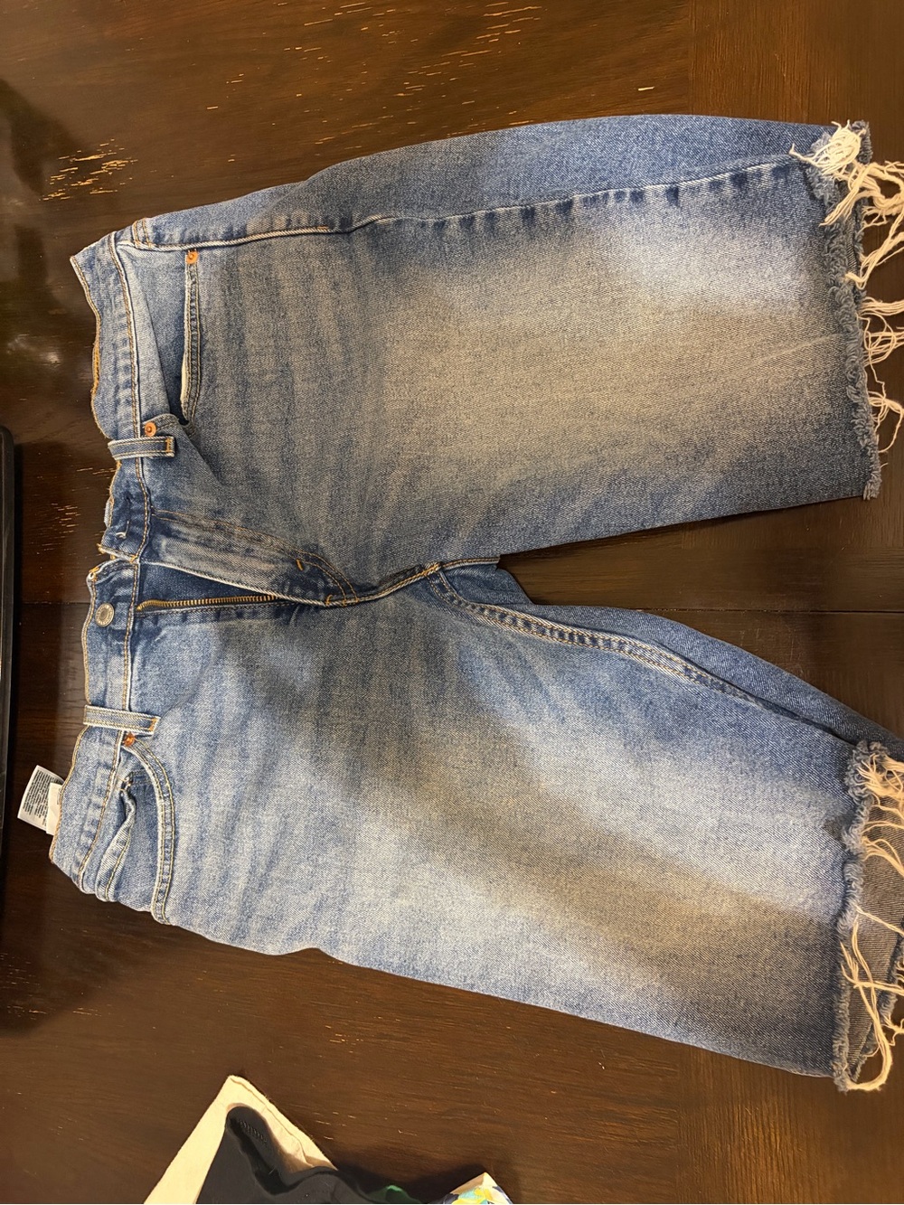 Levi's Faded Blue Distressed Denim Cutoff Shorts